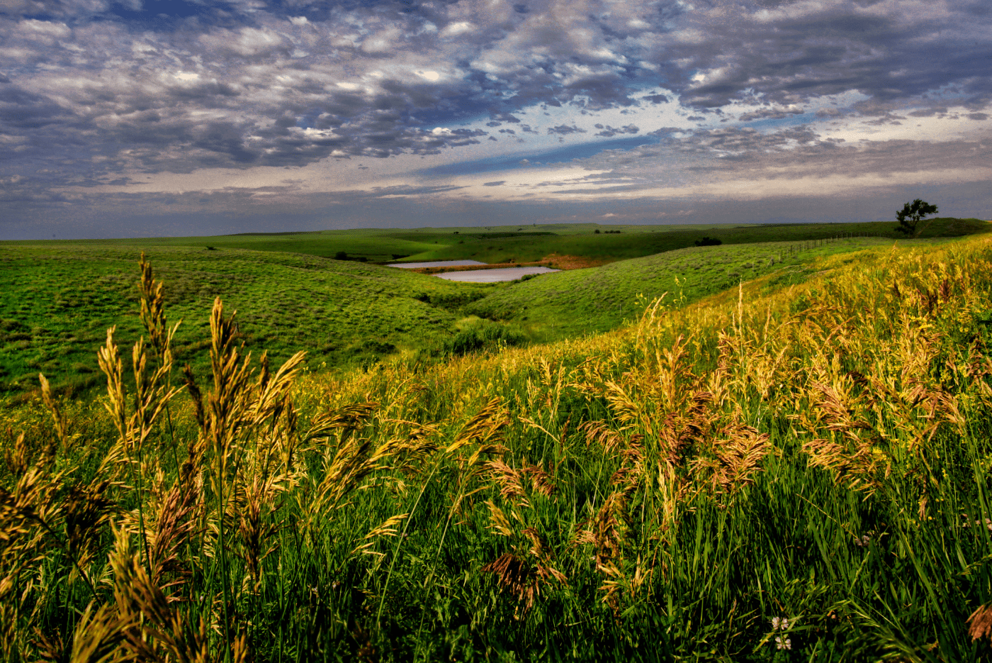 Kansas prairie landscape under cloudy sky