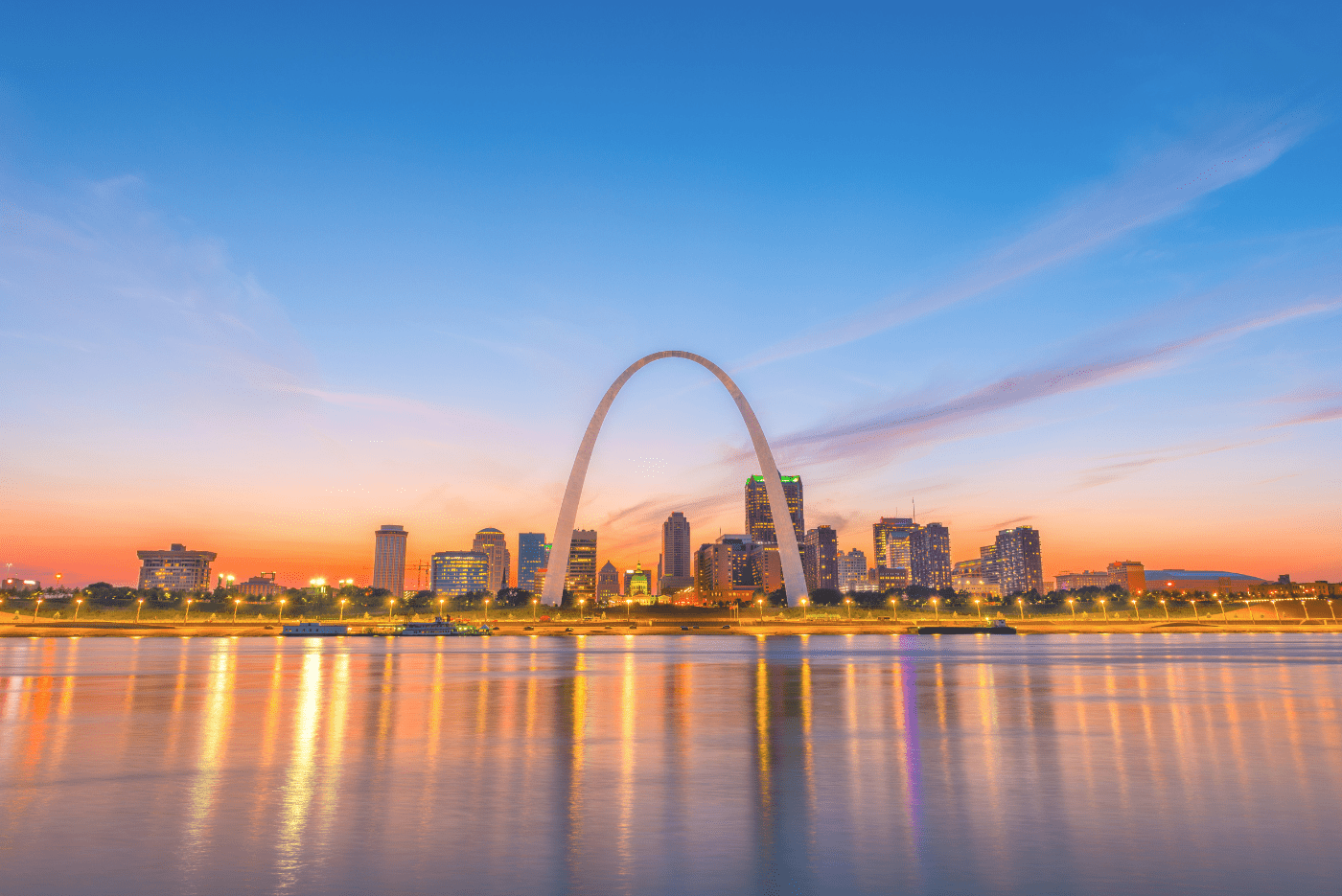 SureFire CPR Missouri - St. Louis skyline at sunset