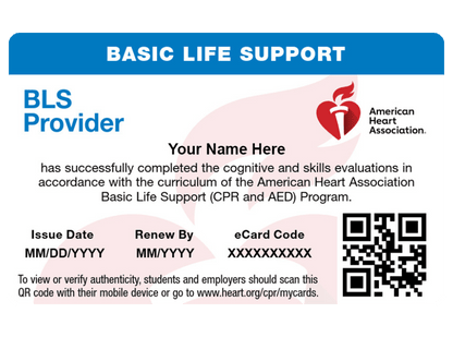 Bls Card Example Basic Life Support (BLS) Certification - Skills Test Only