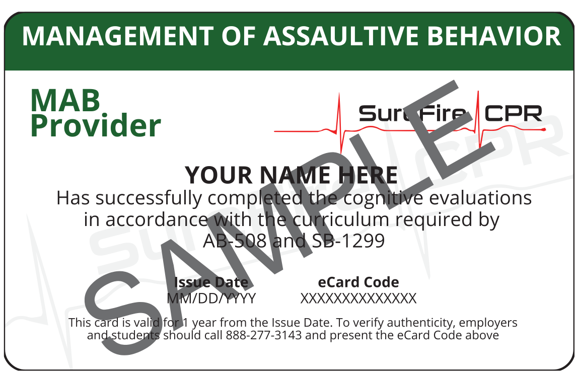 Management of Assaultive Behavior MAB Certification SureFire CPR Management of Assaultive Behavior MAB Certification SureFire CPR