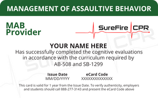 Management of Assaultive Behavior (MAB) Certification SureFire CPR