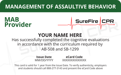 Management of Assaultive Behavior (MAB) Certification